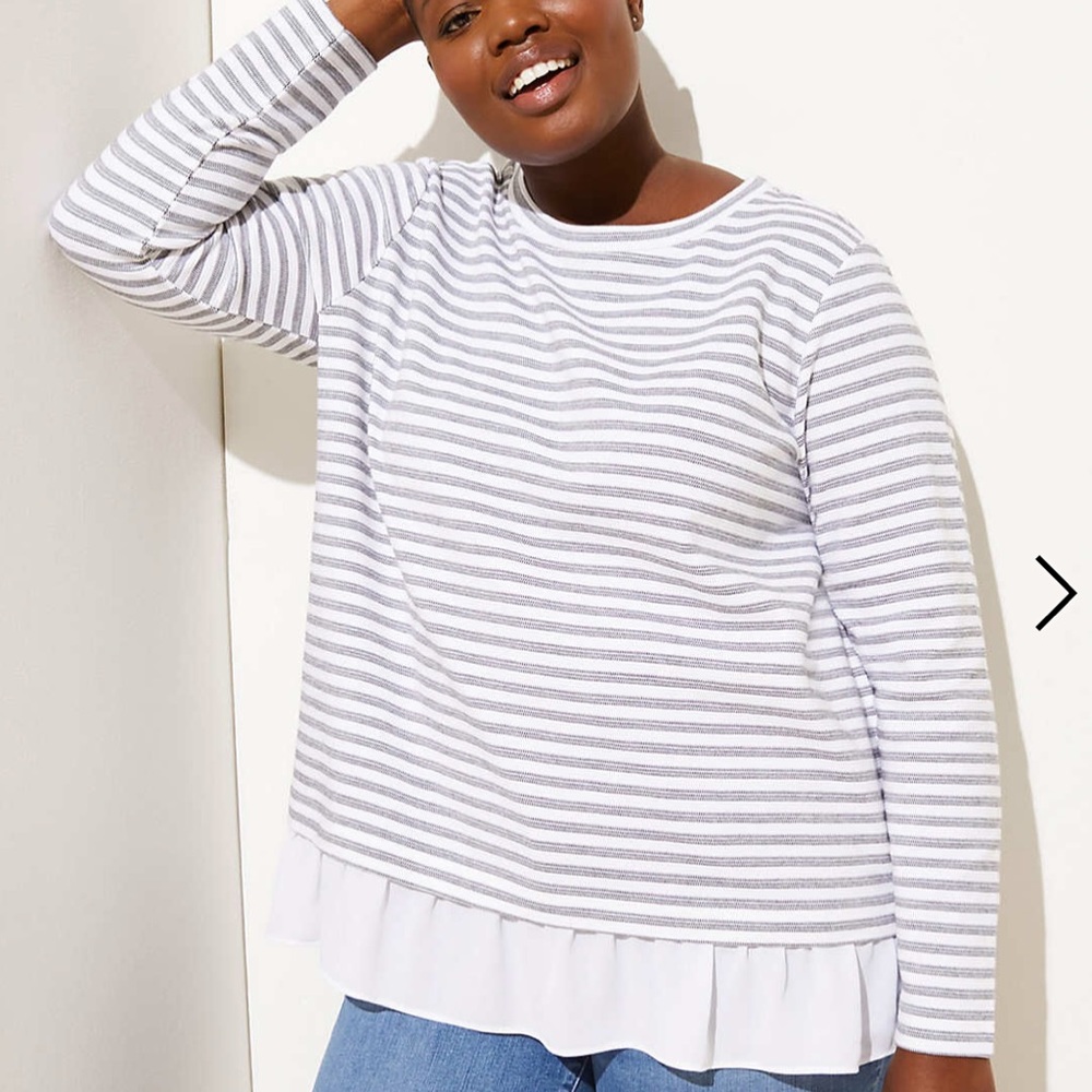 LOFT Mixed Media Striped Long Sleeve